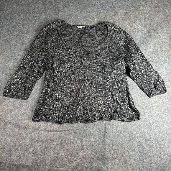 Eileen Fisher Shimmer Karma Sweater Women’s Large Linen Blend Scoop Neck 3/4 - Picture 1 of 9